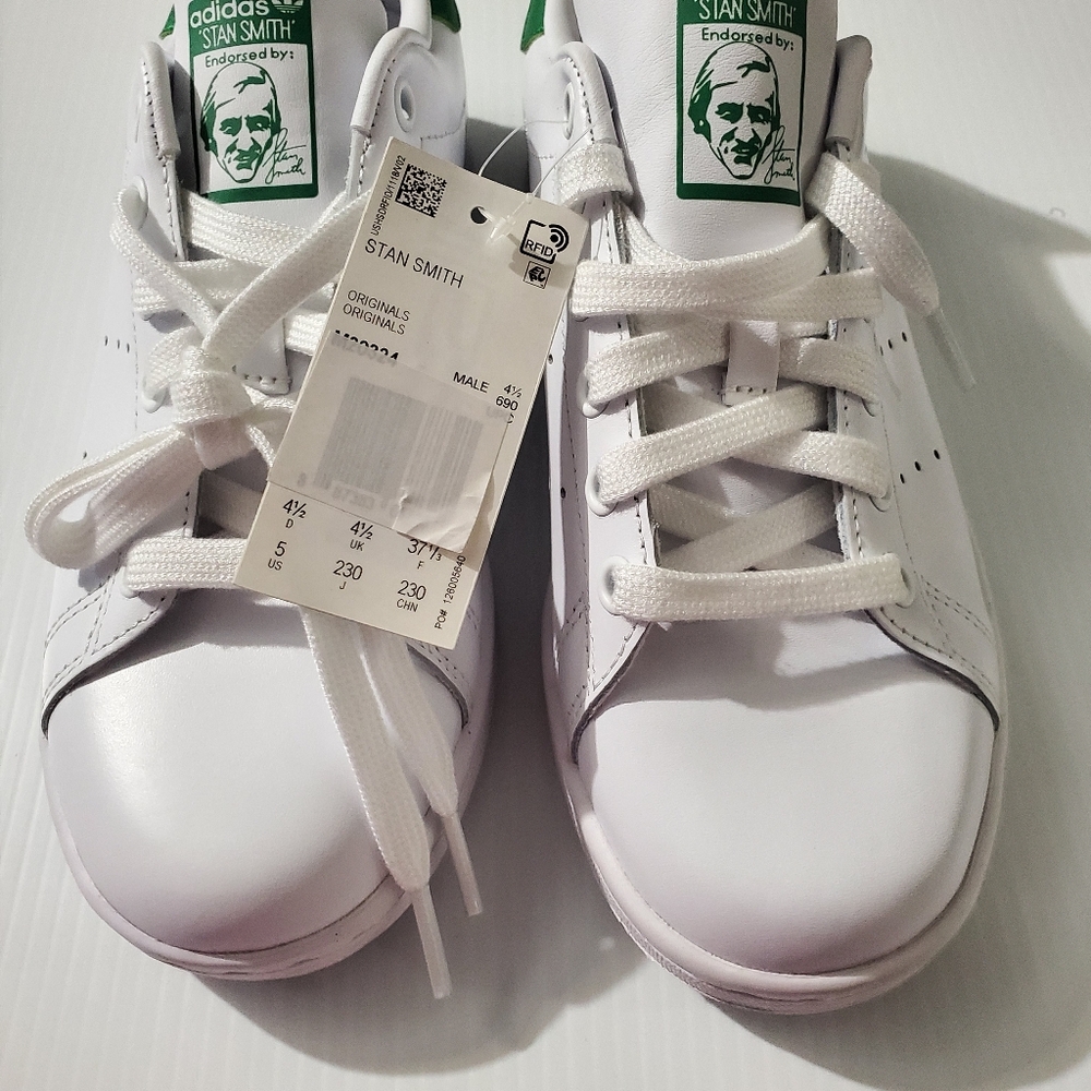 ADIDAS OG STAN SMITH Mens Sz 5 White/Green Shoes NWT - Picture 2 of 13